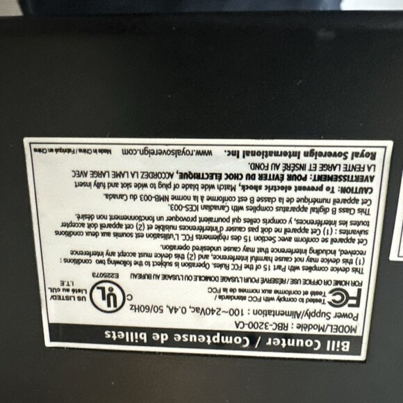 Royal Sovereign RBC-3200-CA Paper & Polymer Electric Bill Counter Cash Money - Picture 13 of 16
